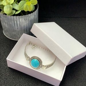 Turquoise and Silver Bracelet with Gift Box.